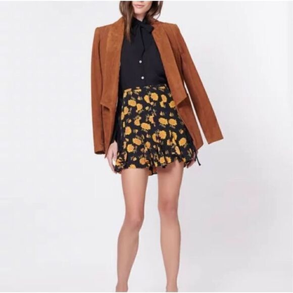Veronica Beard Weller Floral-print Flounce Mini Skirt in Black Multi Women’s 2